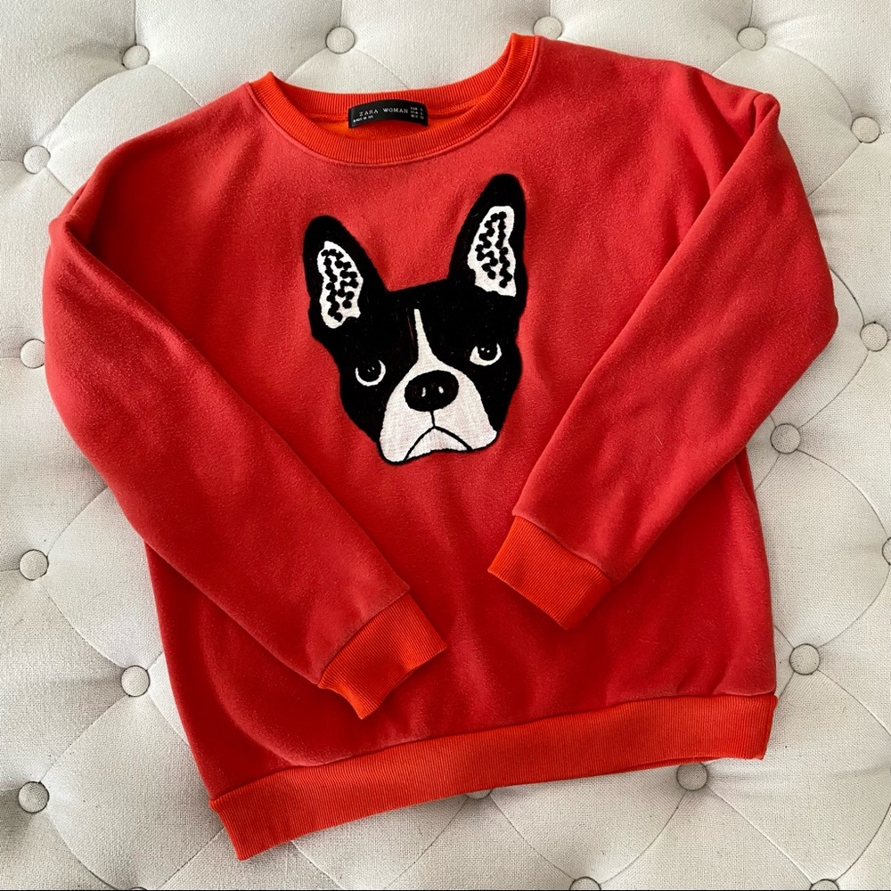 Zara Women • Boston Terrier • Sweatshirt • Sz  Lg